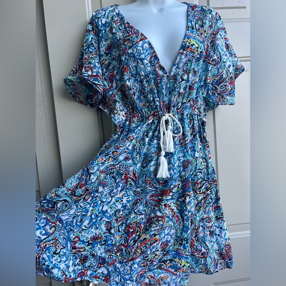 Lauren Ralph Lauren Swim Cover-Up Dress size L Paisley Boho Beach Style - Picture 7 of 9